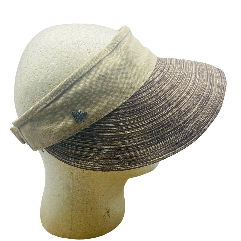 Kallina Toyo Straw Visor Women One Size Brown Adjustable Butterfly Pin‎ CS33-9A